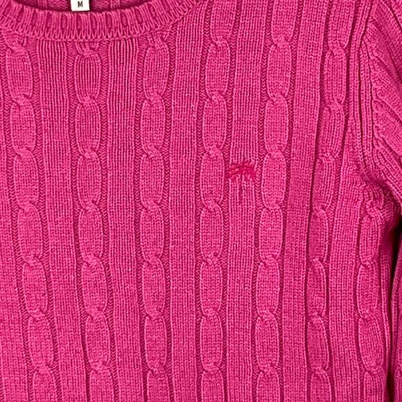 Lilly Pulitzer Cable Knit Sweater Begonia Bright Pink Crewneck Pullover sz Med - Picture 2 of 7